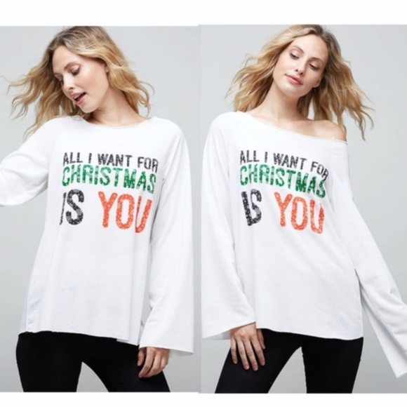 All I want for Christmas Off Shoulder Top - Picture 3 of 3